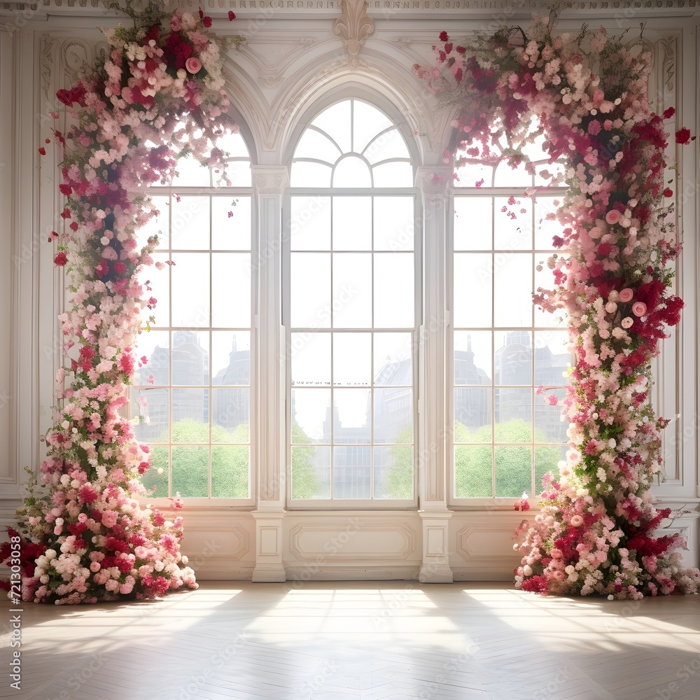 Background wedding with floral generative AI Background wedding with floral generative AI
