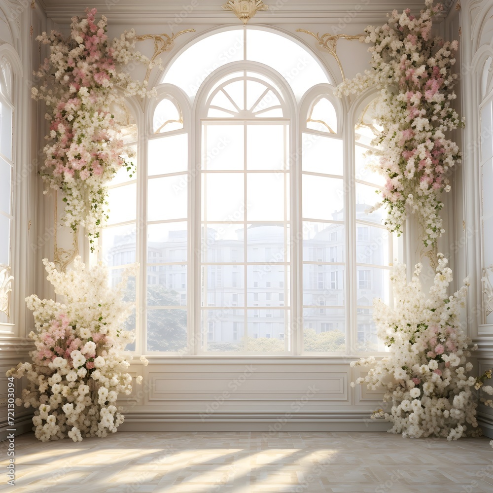 Background wedding with floral generative AI Background wedding with floral generative AI
