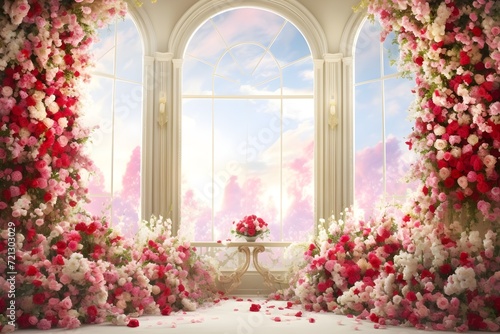 Background wedding with floral generative AI © Chill