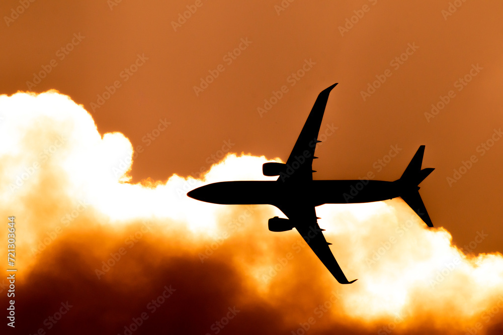 Aircraft Passenger take off shot at sunset time Aircraft Passenger take off shot at sunset time