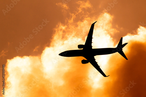 Aircraft Passenger take off shot at sunset time
