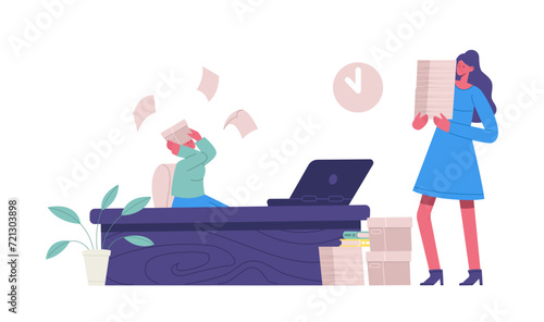 Deadline office work. Vector of business employee,