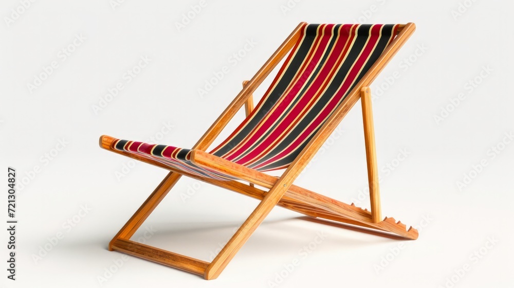 Striped deck chair on white background
