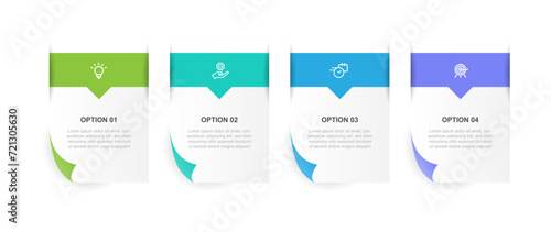 Design template infographic vector element with 4 step process or option suitable for web presentation and business information
