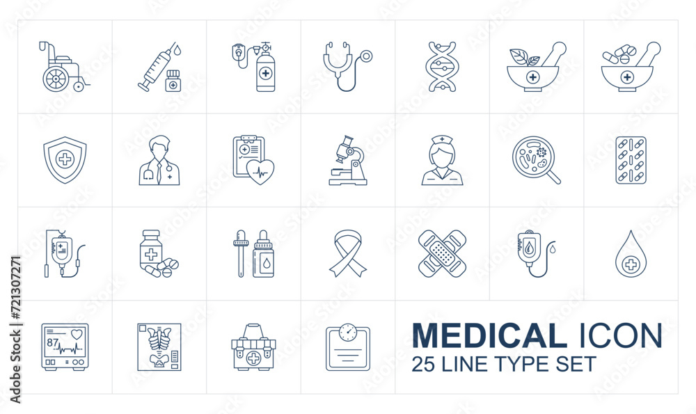 Medical icon set line type