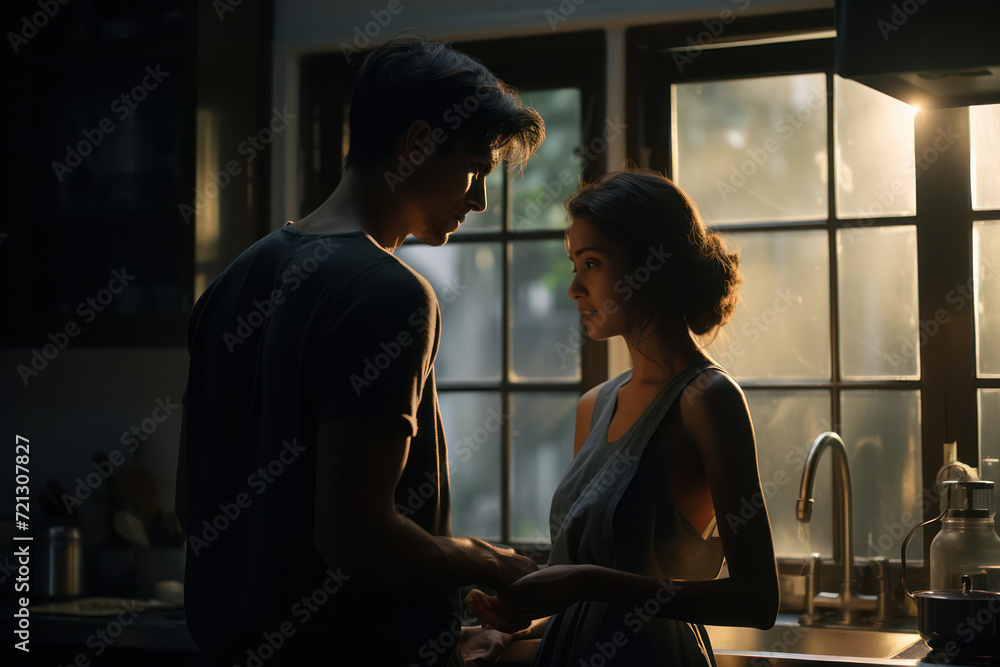 Passionate Togetherness: A Romantic Couple Embracing Love and Happiness in Their Cozy Home Passionate Togetherness: A Romantic Couple Embracing Love and Happiness in Their Cozy Home