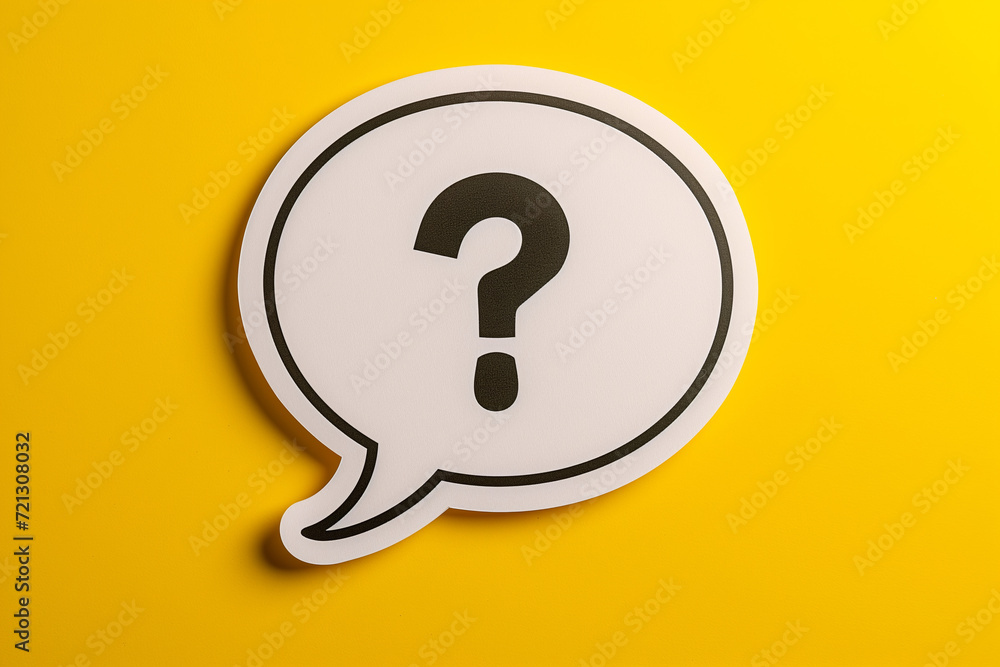 Question mark speech bubble isolated on yellow background. Question mark speech bubble isolated on yellow background.