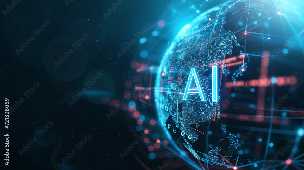 AI Globe with hi-tech circuit board technology background. AI Globe with hi-tech circuit board technology background.