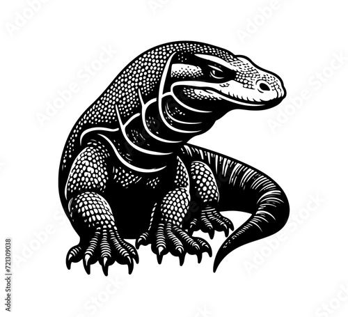 Komodo dragon hand drawn vector illustration photo