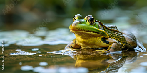 Edible Frogs hibernate between September and October on land and less frequently under water,A frog with a tail in water.  © Shahidah