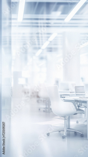 White chairs and tables in a modern office. Blurred background .