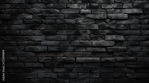Black brick wall texture background. Abstract black brick wall texture background .