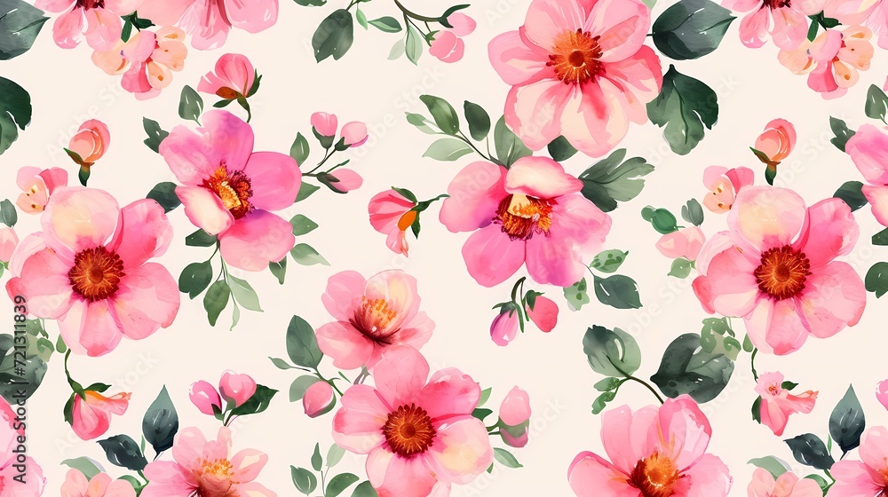 Generated AI. Valentines day seamless pattern. Seamless pink flower bunch design pattern.