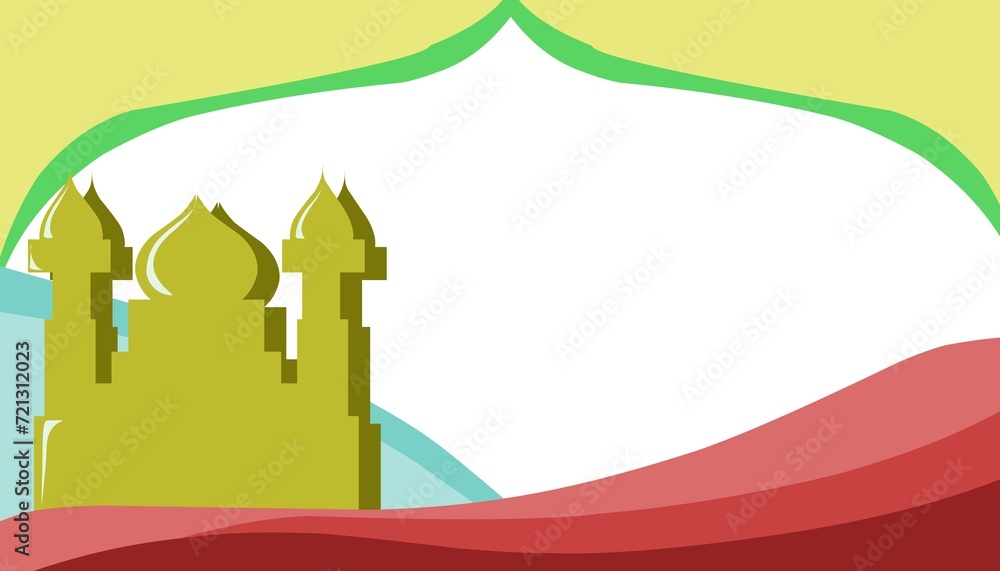 The background with the theme of Ramadan and Islamic holidays has a silhouette of a mosque and red waves. The background with the theme of Ramadan and Islamic holidays has a silhouette of a mosque and red waves.