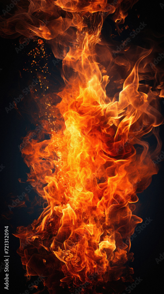 Obraz premium Fire flames on a black background. Design element. Abstract background .