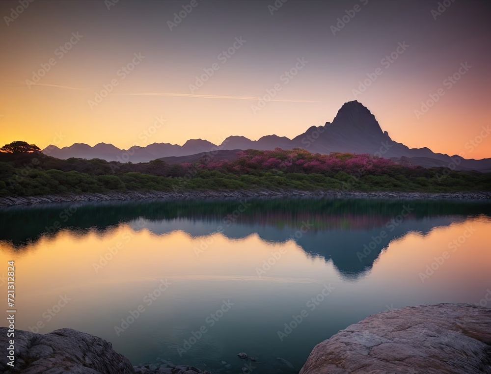 incredibly beautiful landscape with a mountain river. at sunrise