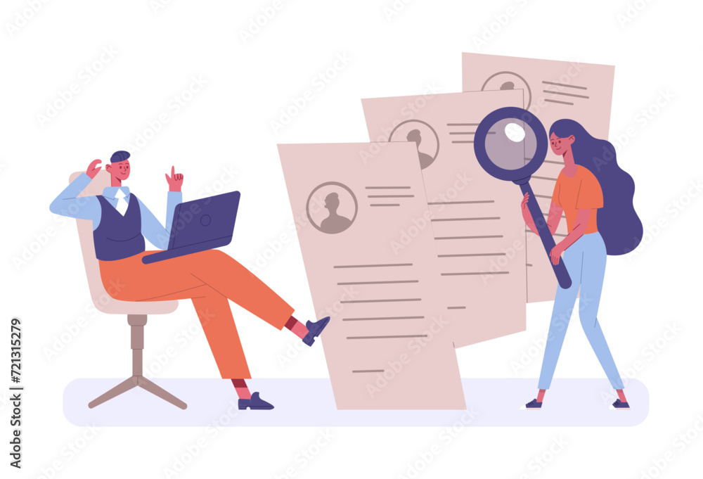 Job search concept. Vector of search work for business