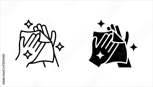 Cleaning cloth line icon set. Wipe with a rag symbol. Housekeeping equipment sign. vector illustration on white background