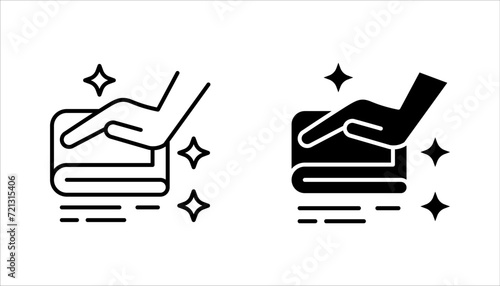 Cleaning cloth line icon set. Wipe with a rag symbol. Housekeeping equipment sign. vector illustration on white background