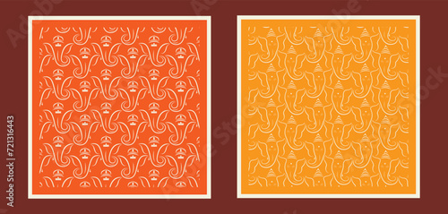 ganpati line art repeat pattern for poster, card, wall decor. 