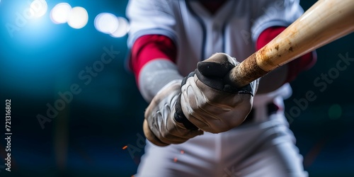 Baseball player in gloves catching a ball at the stadium. Soft focus.