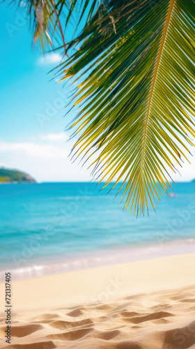 Beautiful tropical beach and sea with coconut palm tree for travel and vacation © Art AI Gallery