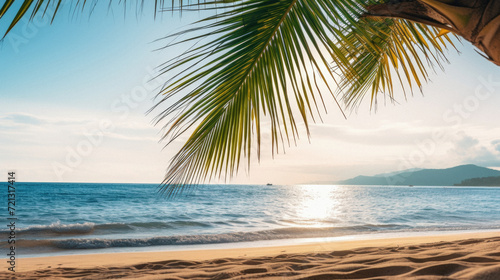 Beautiful tropical beach with coconut palm tree and sea - Vintage Filter