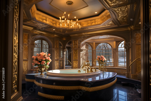 Lavish Bathroom with Gold Leafed Fixtures and Jacuzzi  © sugastocks