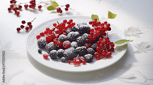 Assorted winter berries on a white plate