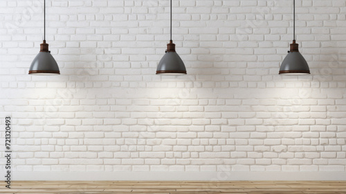 Lamps on a white brick wall background .