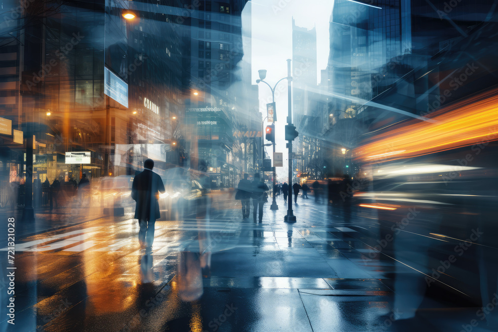 Pedestrians cross the street in New York City, USA.