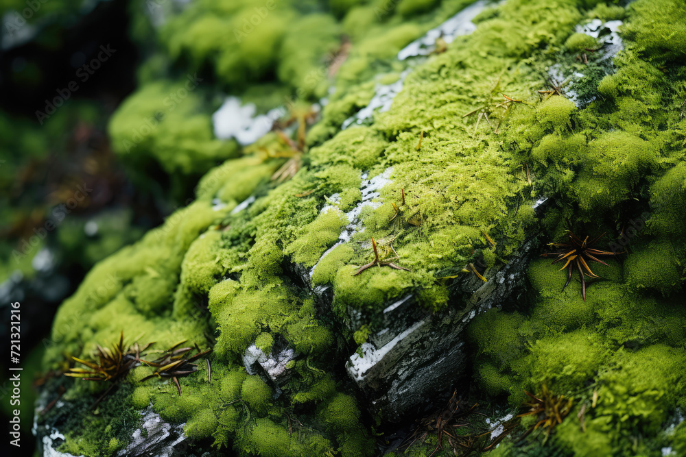 Green moss on a rock in the forest. Shallow depth of field Green moss on a rock in the forest. Shallow depth of field