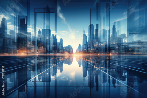 abstract modern city background with skyscrapers and high-rise buildings