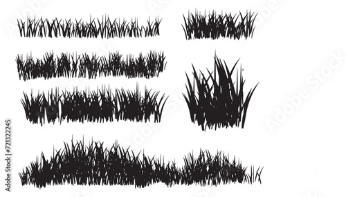 Collection of random hand drawn scribble of grass, shape, grass shapes vector set