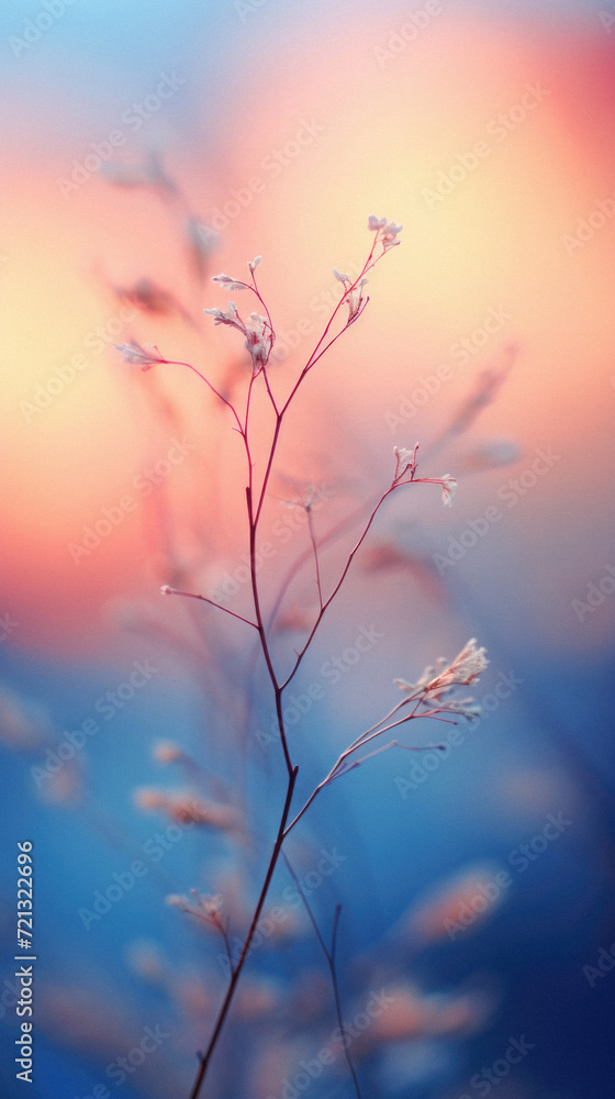 Soft focus of grass flower at sunset, vintage color tone style .