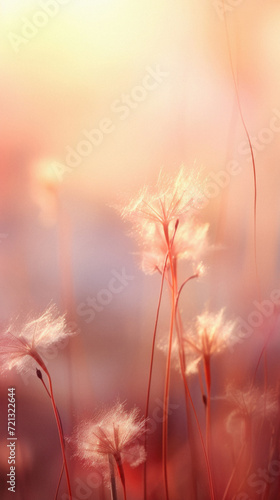 Soft focus of grass flower in the field at sunset with copy space .