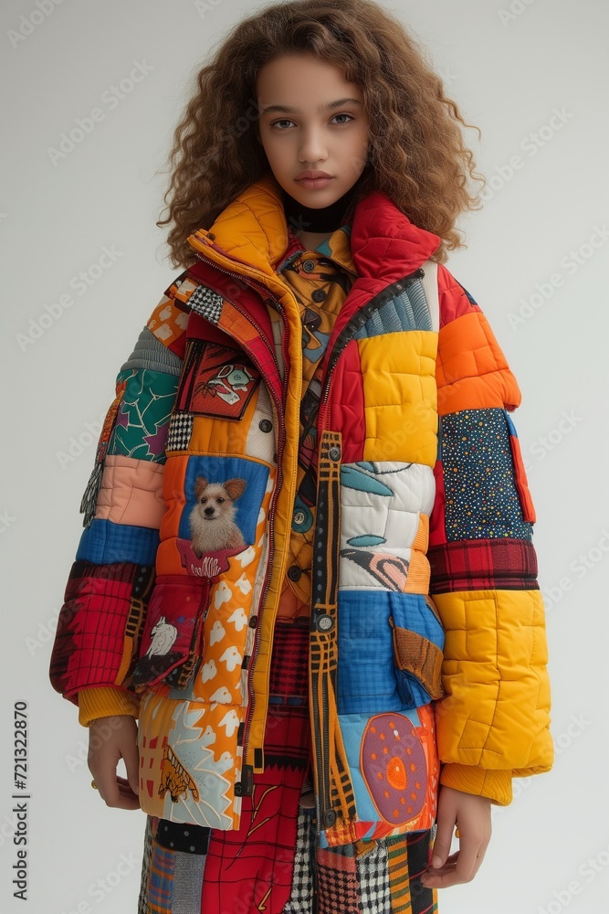 Naive Puppies Pattern Quilted Down Jacket Front-View Naive Puppies Pattern Quilted Down Jacket Front-View