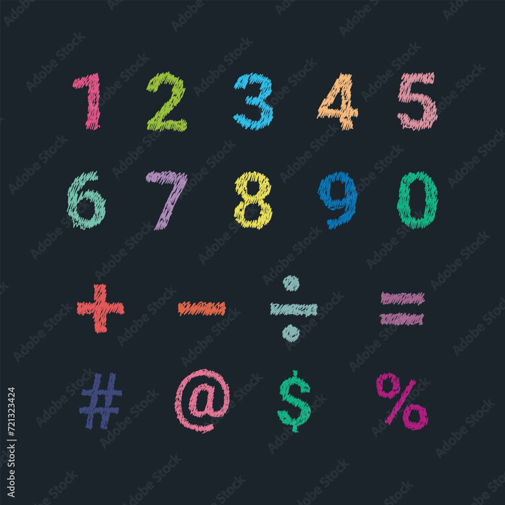 Cartoon cute vector set with numbers. Doodle illustration about school ...