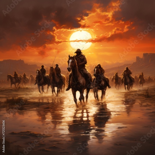 Sunset Horseback Ride in a Western Landscape