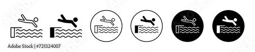 swimmer jumping vector icon set collection. swimmer jumping Outline flat Icon.