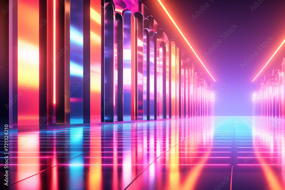 Neon abstract background. Bright colors of the 80s