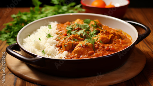 Spicy chicken curry with basmati rice