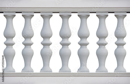 Old classic concrete italian balustrade - seamless pattern concept image on white backgroud for easy selection useful for renderings