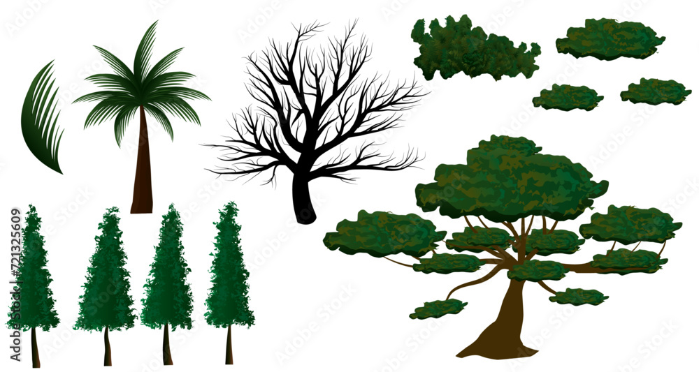 Fototapeta premium collection of trees and bushes