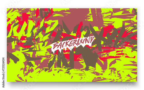 a green and red abstract painting with the wordgraffiti