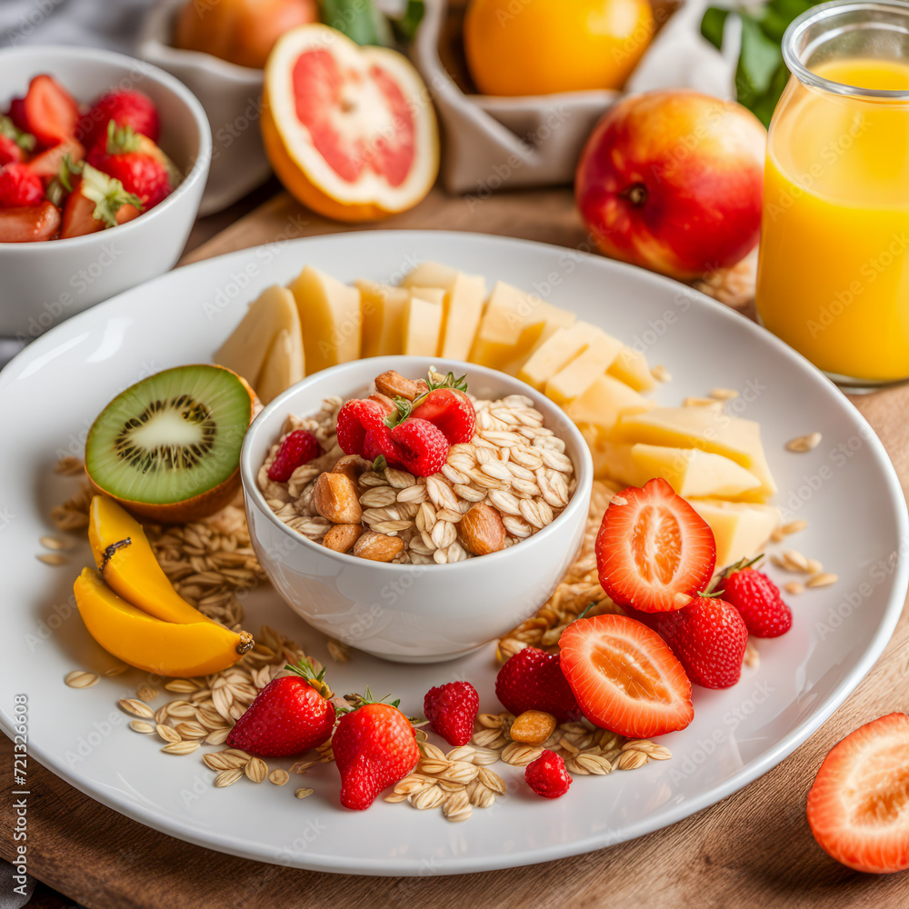 fitness breakfast oatmeal bowl on a plate fitness breakfast oatmeal bowl on a plate