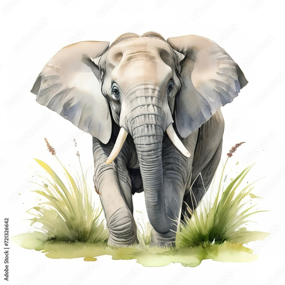 Elephant. Watercolor paint. Isolated
