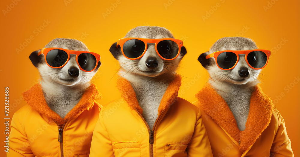 trendy meerkats trio orange backdrop