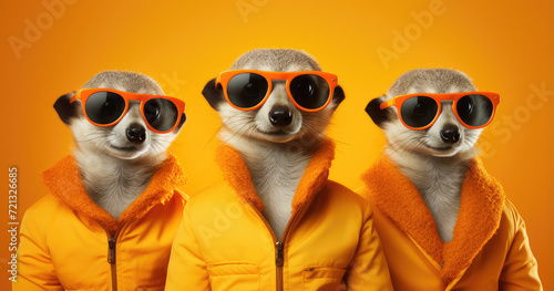trendy meerkats trio orange backdrop