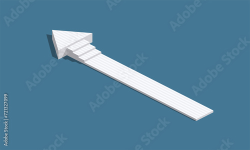 Isometric arrows white stripes motif. Symbol of success. 3d vector design.
